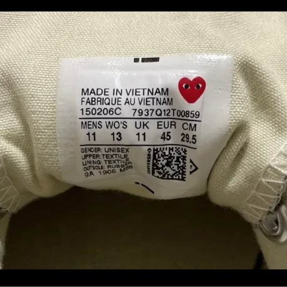 CDG Comme des Garcons PLAY Black 150206C Size 11 - Picture 7 of 7